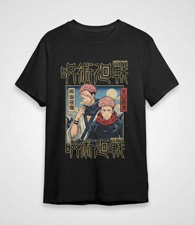 JJK "Two Faces" Vintage Wash Anime Tee – Itadori x Sukuna